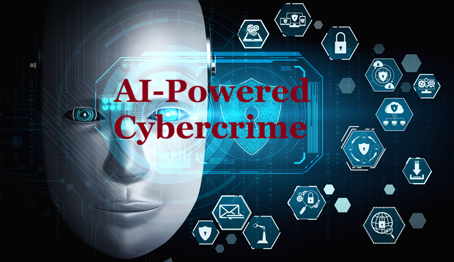Illustration of AI-powered cybercrime threats emerging from dark web environments