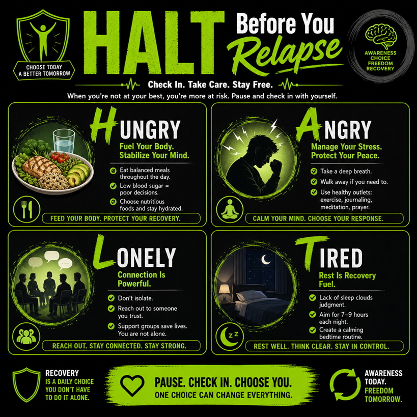 Drug recovery. HALT Before You Relapse